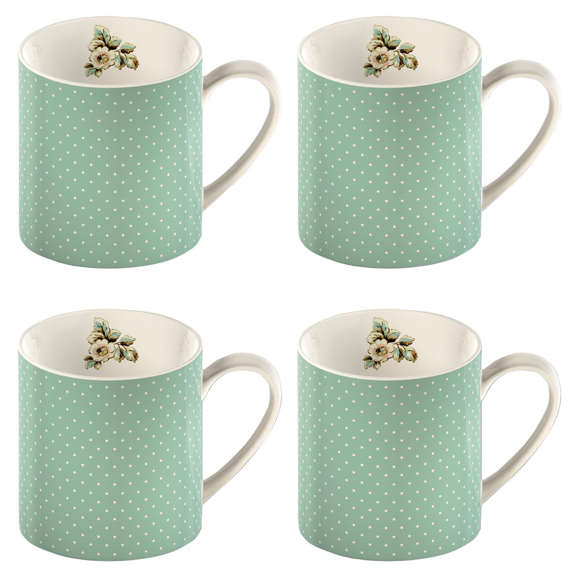 Katie Alice Can Mugs, Blue Spots, 4 Pack