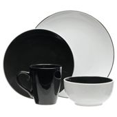 Tesco Coupe Two Tone Dinner set 16 piece Black
