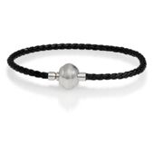 Sterling Silver Magnetic Black Leather Cord Bracelet