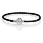 Sterling Silver Magnetic Black Leather Cord Bracelet