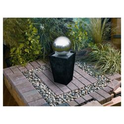 Mains slate pillar stainless steel ball water feature