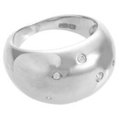 Sterling Silver and Cubic Zirconia Domed Ring, Medium