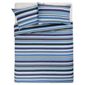 Tesco King Size Stripe Print Duvet Cover Set, Blue