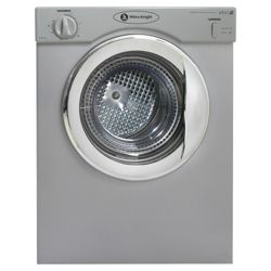 White Knight 37AS Vented Compact Tumble Dryer, 3 kg Load, D Energy Rating. Silver