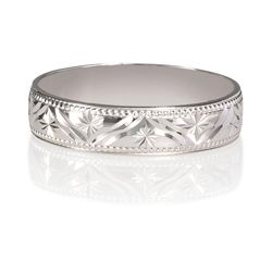 9ct White Gold Diamond Ladies Cut 4mm Wedding Ring, Q