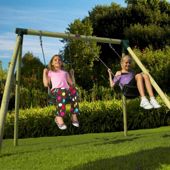 Plum Marmoset Wooden Double Swing Set