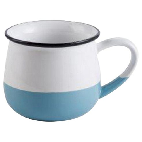 Image of Tesco Blue And White Curve Mug With Black Rim