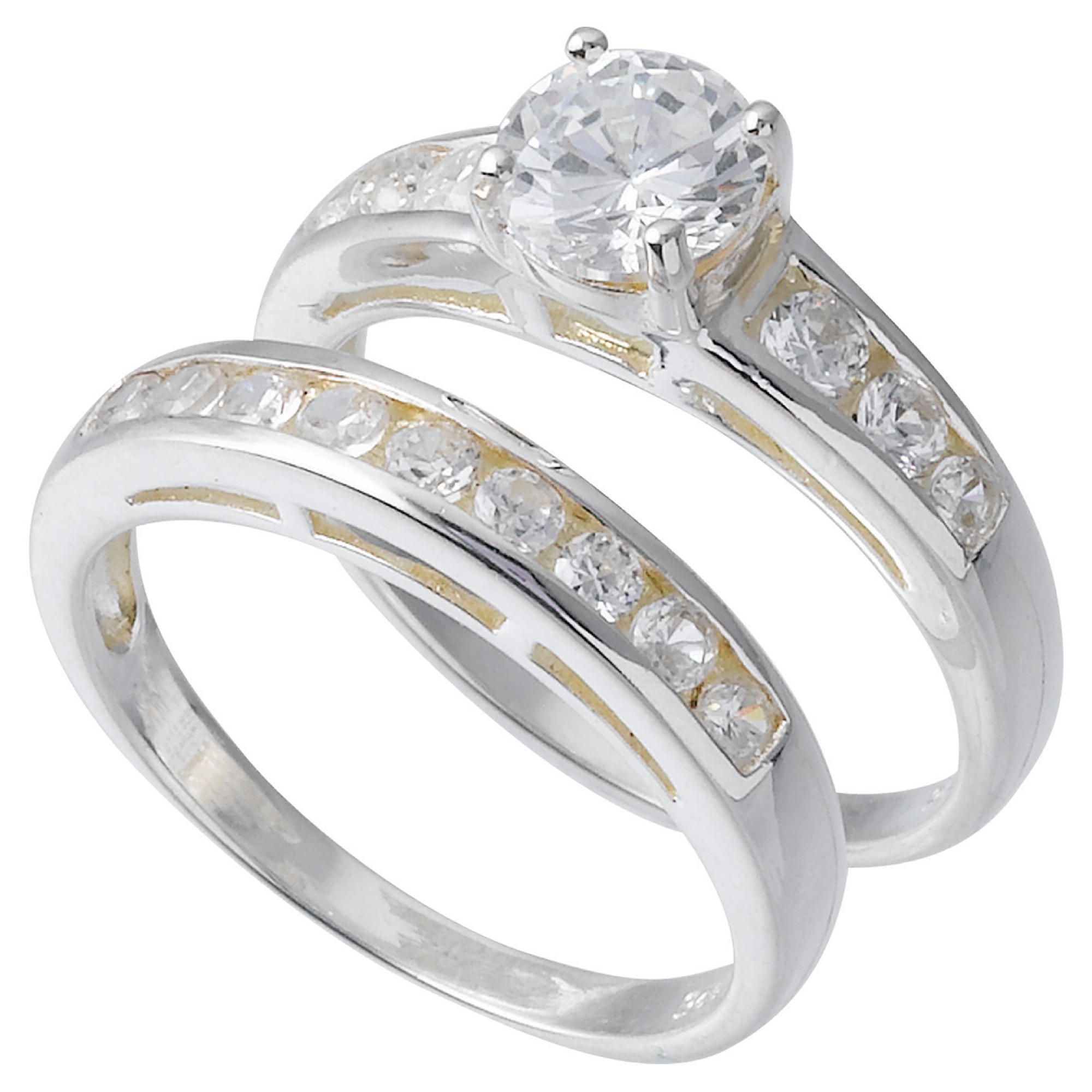 Sterling Silver Cubic Zirconia Bridal Set, N