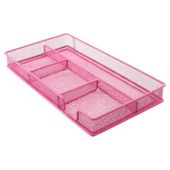 Metal, mesh drawer organiser. Pink