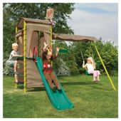 TP Frontier Fun Fort Playset - Swing Set, slide, climb & hide