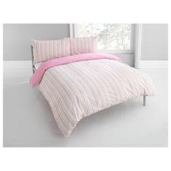 Tesco Seersucker Stripe Duvet Set – Pastel, Double