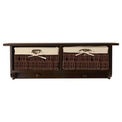 Coat Hanger with wicker baskets Dark Wood