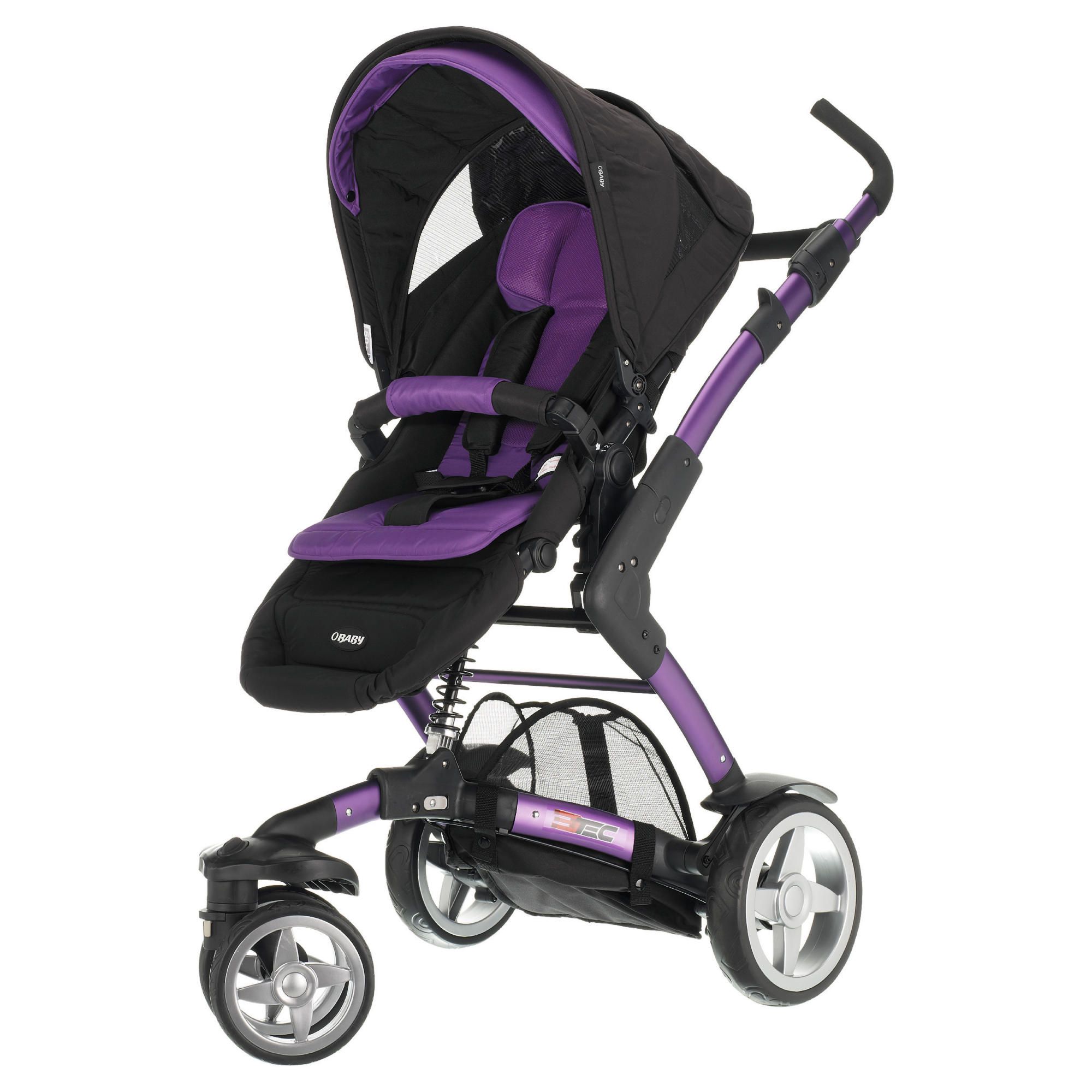 Obaby Zynergi 3Tec Pushchair, Black & Purple