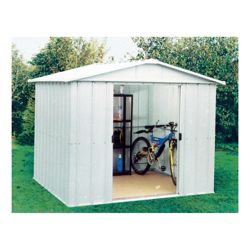 Yardmaster 8x10 Silver Metal Apex Shed with floor support frame