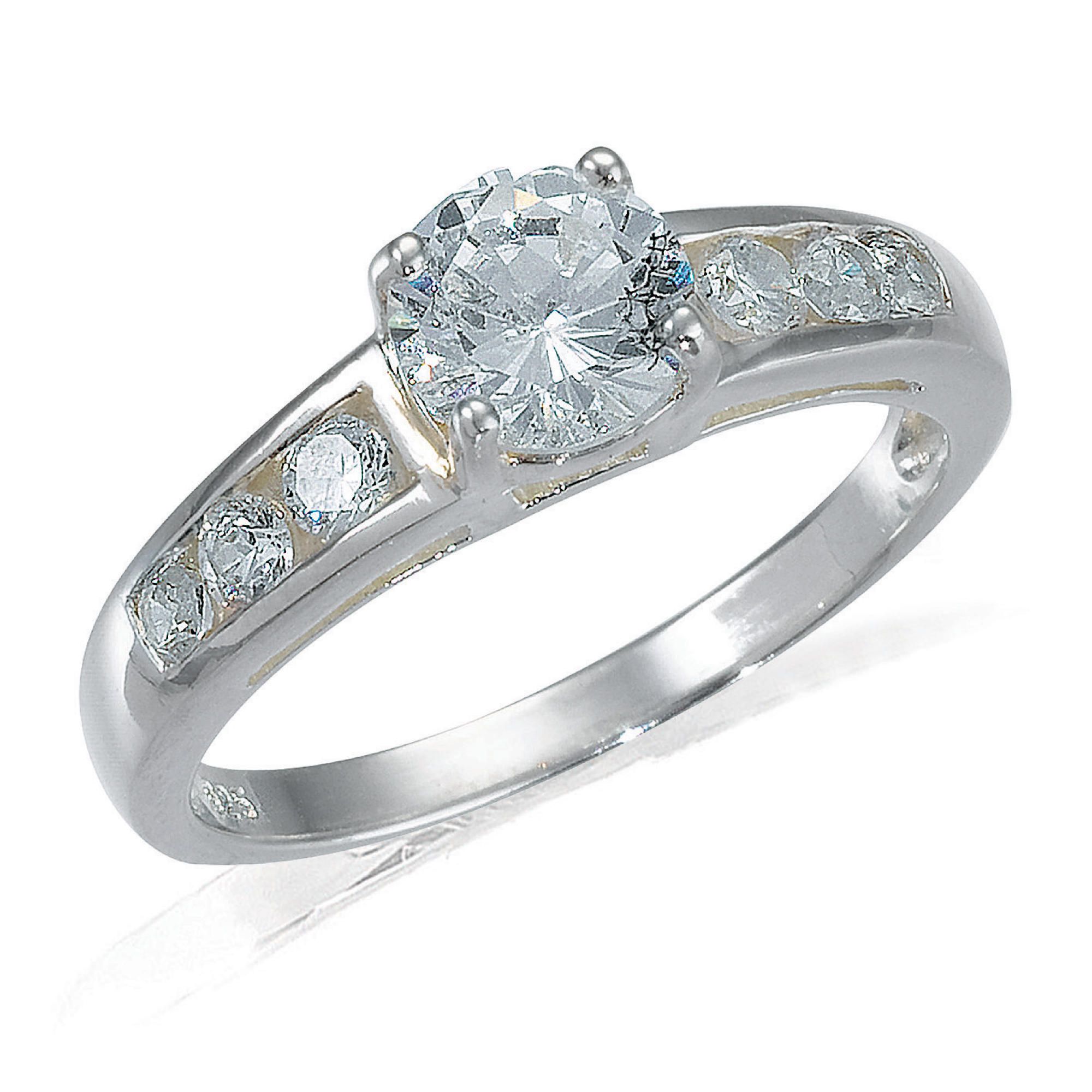 Sterling Silver Pearl & Cubic Zirconia Bridal Set, M