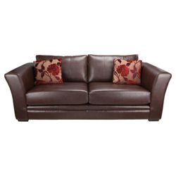 Ella Leather Large Sofa, Dark Brown
