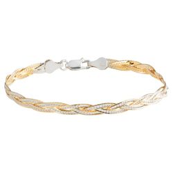 Gold Plated Silver Two Tone Herringbone Bracelet, 20cm