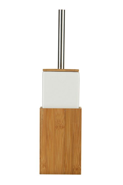 Image of Premier White Toilet Brush Dolomite W/bamboo Stand