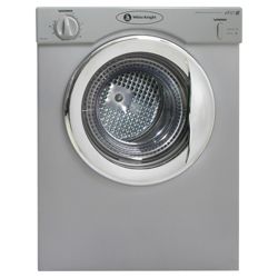 White Knight 38AS Compact Tumble Dryer, 3kg Load, D Energy Rating. Silver