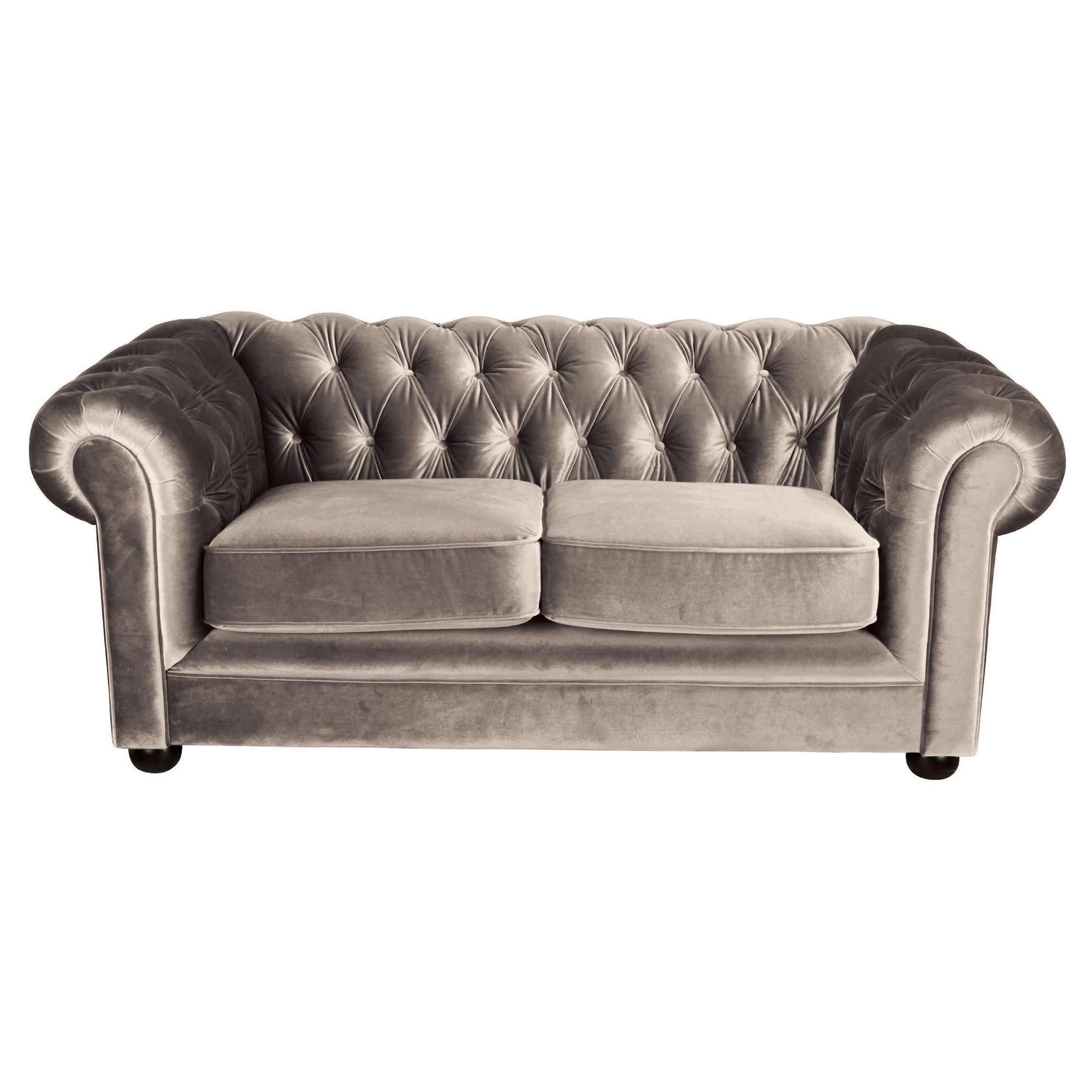 Chesterfield Velvet Small Sofa, Mink at Tescos Direct