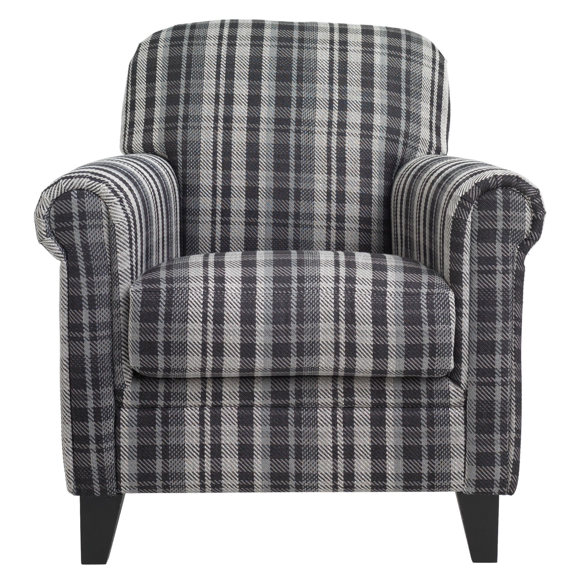 Maurice Fabric Chair, Charcoal Check