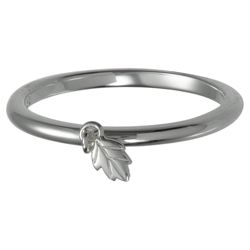 Sterling Silver Feather Drop Stacking Ring, Medium