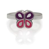 Girls Sterling Silver Enamel Butterfly Ring