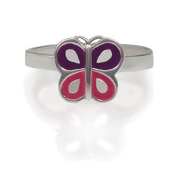 Girls Sterling Silver Enamel Butterfly Ring