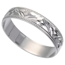 9ct White Gold Diamond Ladies Cut 4mm Wedding Ring, P