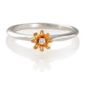 Sterling Silver Stacking Ring with Gold Plated Floeer Detail, Large