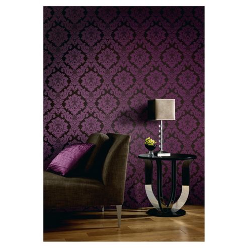 Image of Arthouse Da Vinci Damask Plum Wallpaper