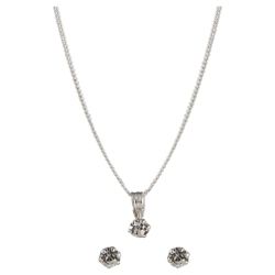 Sterling Silver Cubic Zirconia Earrings & Pendant Set