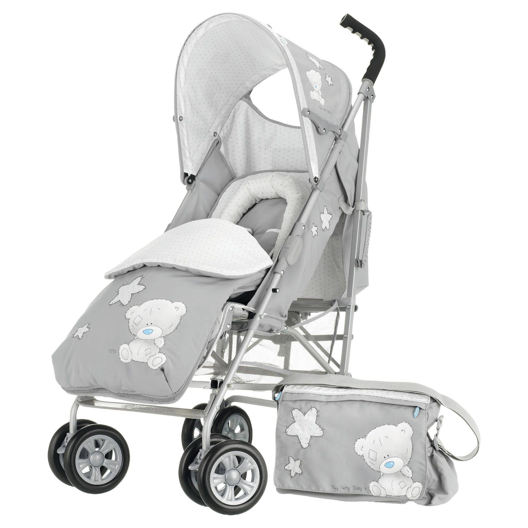 Tiny Tatty Teddy Pushchair, Footmuff & Changing Bag, Grey