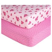 Tesco Kids Fitted Sheet Twinpack - Rose/Polka Dot