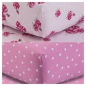 Tesco Kids Fitted Sheet Twinpack - Rose/Polka Dot