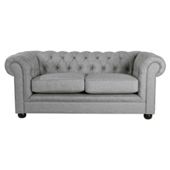 Chesterfield Linen Small Sofa, Silver