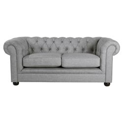Chesterfield Linen Small Sofa, Silver