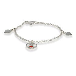 Peppa Pig Sterling Silver Heart Charm Bracelet