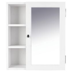 Tesco Single Mirror Door White Cabinet with side shelves