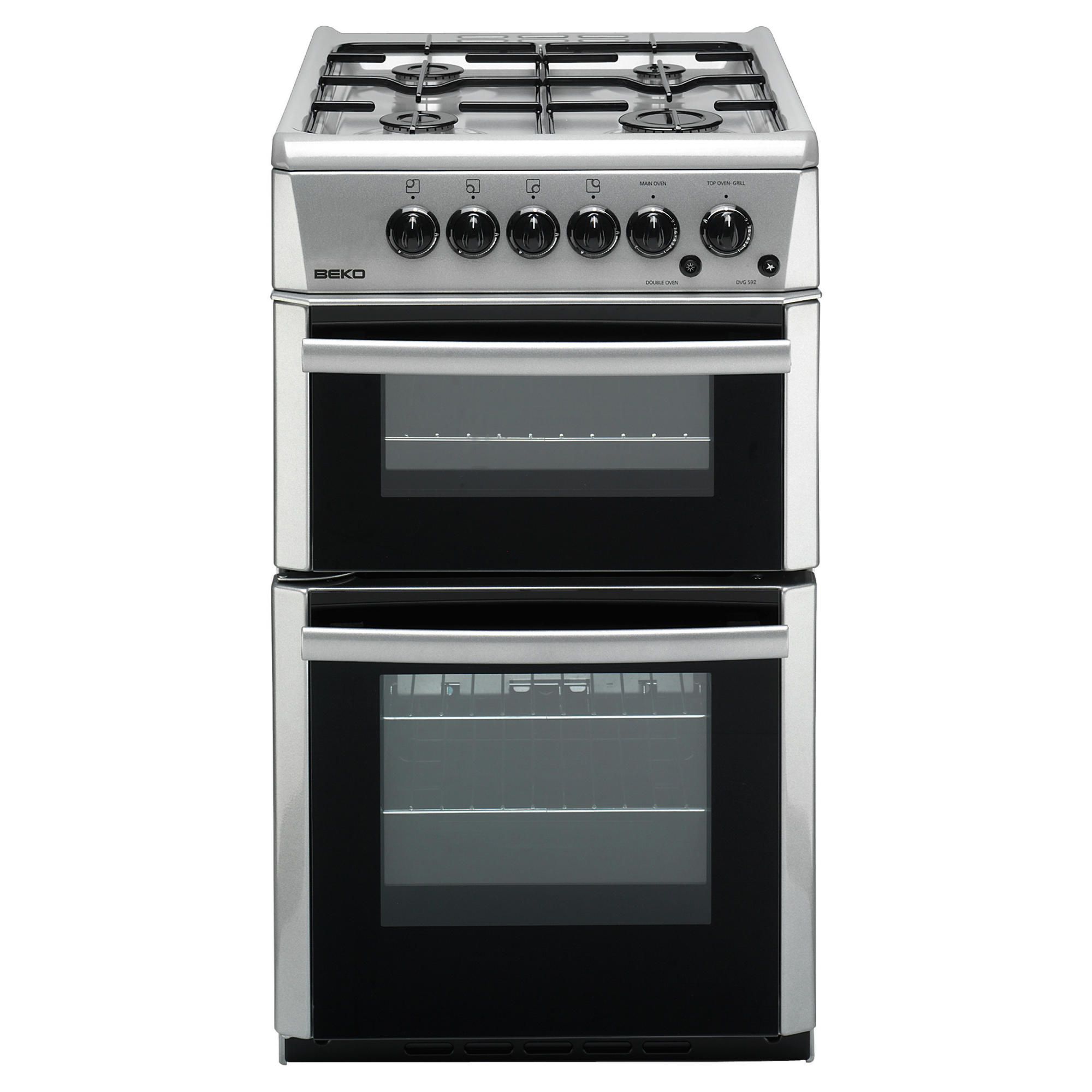 BEKO DVG592SP 50cm Gas Double Oven Silver