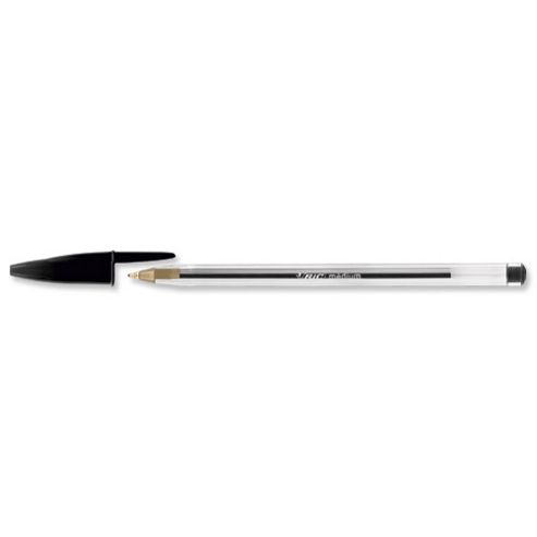 Image of Bic Cristal Clear Barrel Ballpoint Pen, Black, 50 Pack