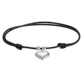 Black Friendship Bracelet with Heart Charm