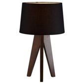 Tesco Lighting Tripod wooden table lamp Dark Wood Black Shade