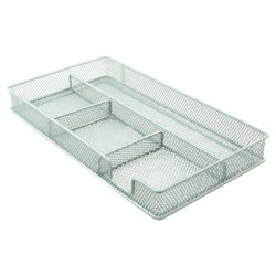 Metal, mesh drawer organiser. Silver