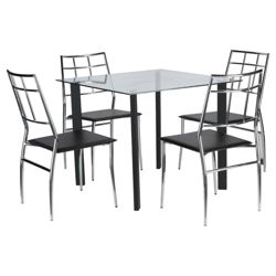 Conrad 4 Seat Set, Black & Chrome