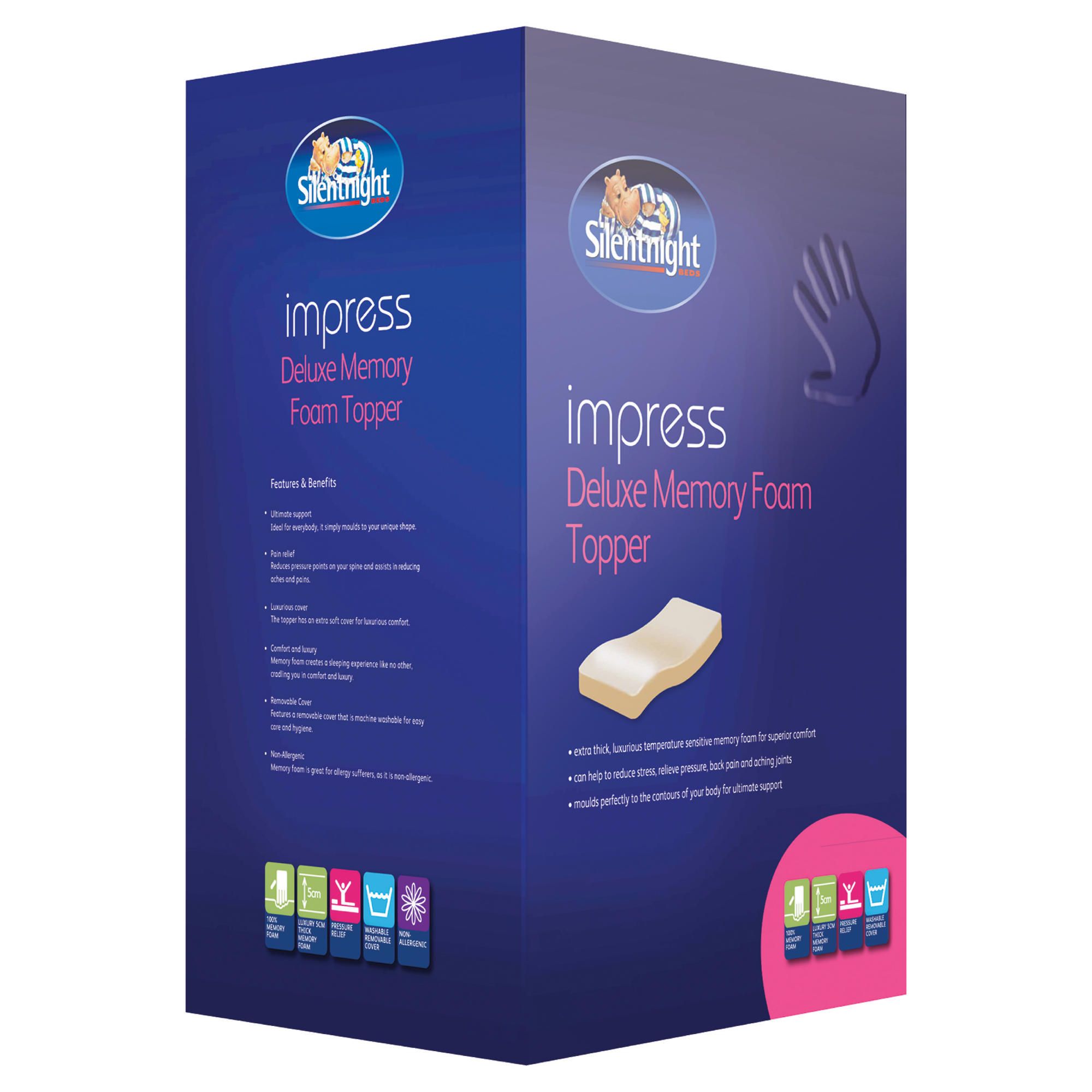 Silentnight Deluxe Impress Memory Foam Mattress Topper, Double