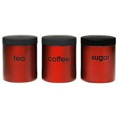 Go Cook T,C,S Canister Set With Soft Touch Lids Red