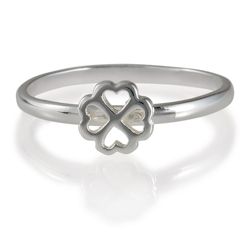 Sterling Silver 4 Leaf Clover Stacking Ring, Large