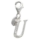 Sterling Silver Cubic Ziconia 'U' Initial Charm