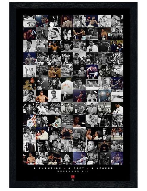 Image of Muhammad Ali Black Wooden Framed Boxing Legend Compilation Poster